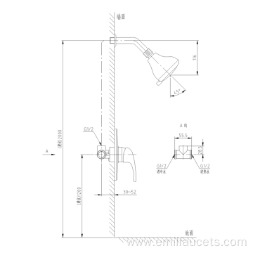 Bathroom wall-mounted shower head tap set